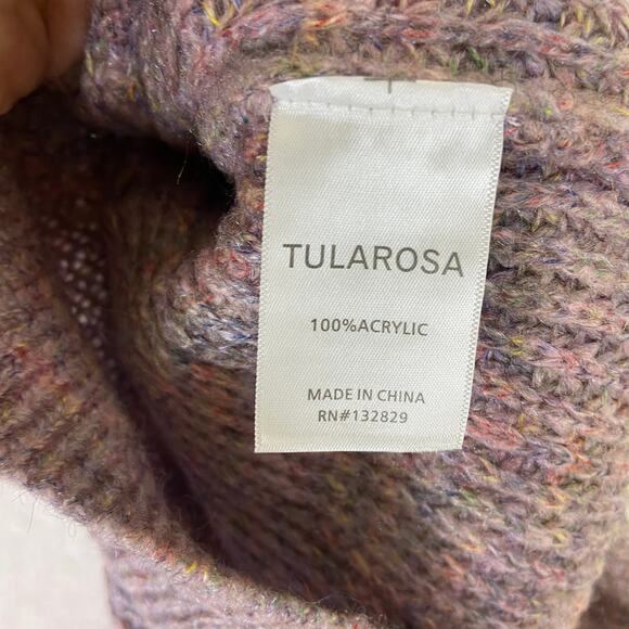 Tularosa Pauline Mock Neck Pullover Sweater Size L Heathered Purple Multi Cable - Picture 10 of 16